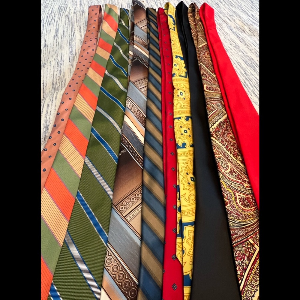 Lot of 10 Vintage Men’s Neck Ties 55”-59”” in Length Free Ship
